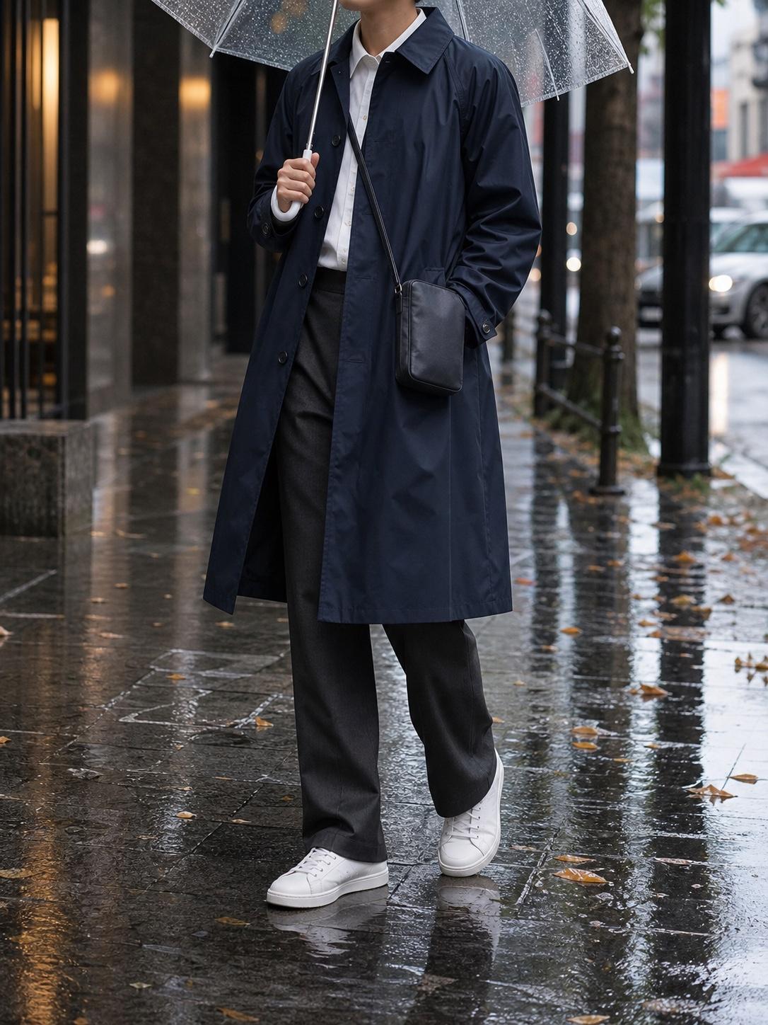 Rainy commute outfit prompt