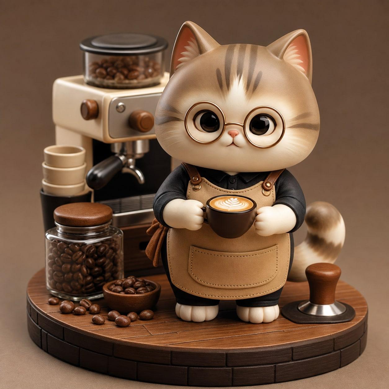 Barista Cat Designer Toy Figure Prompt