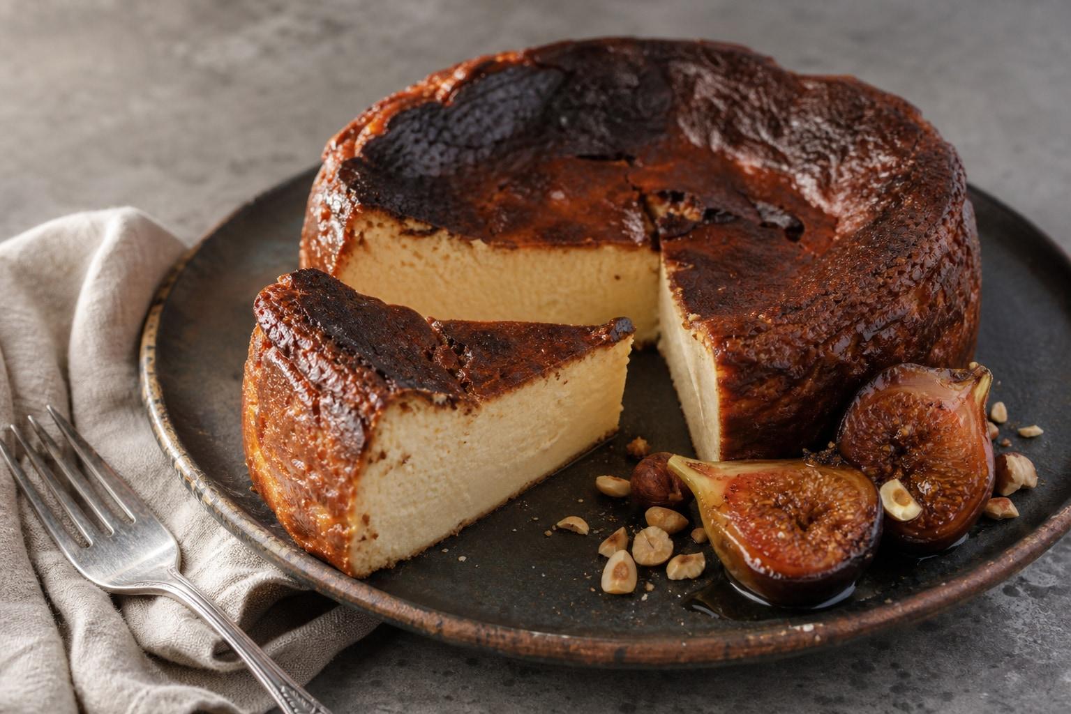 Caramelized Fig Basque Cheesecake Food Photography Prompt