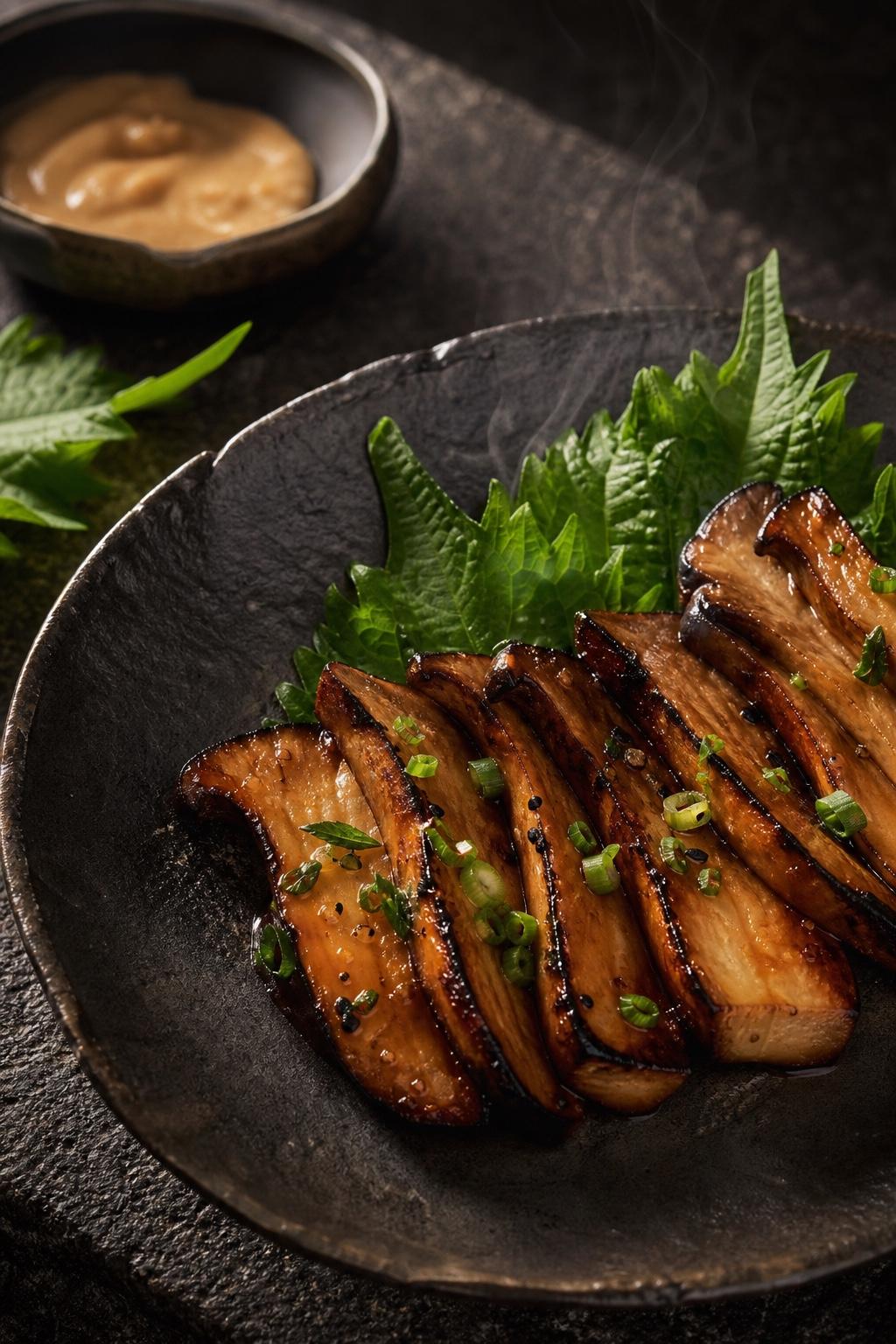 Miso Glazed King Oyster Mushroom Food Prompt