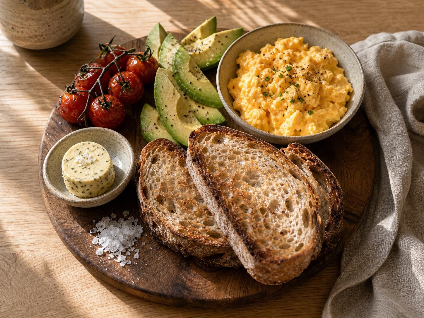 Sourdough breakfast board food prompt