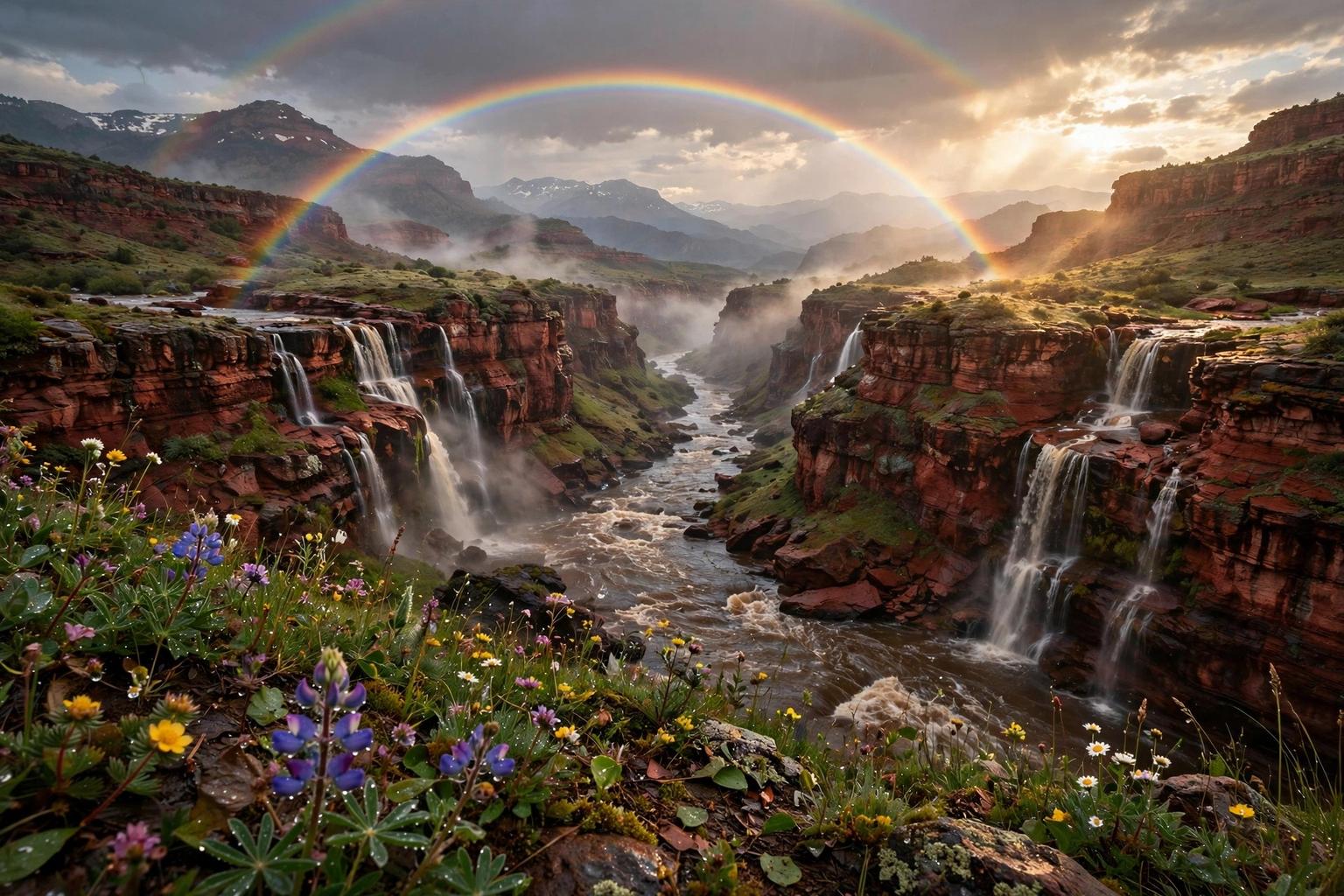 Rainbow Over the Canyon After Rain Nature Photography Prompt