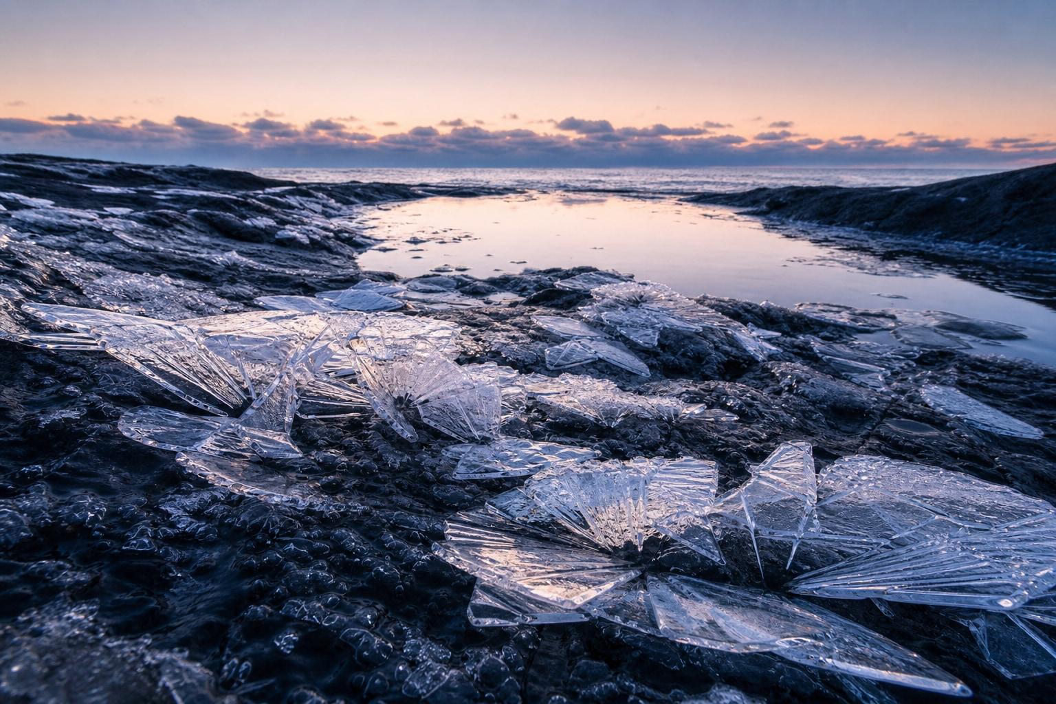 Intertidal Ice Flowers at Dawn Nature Photography Prompt
