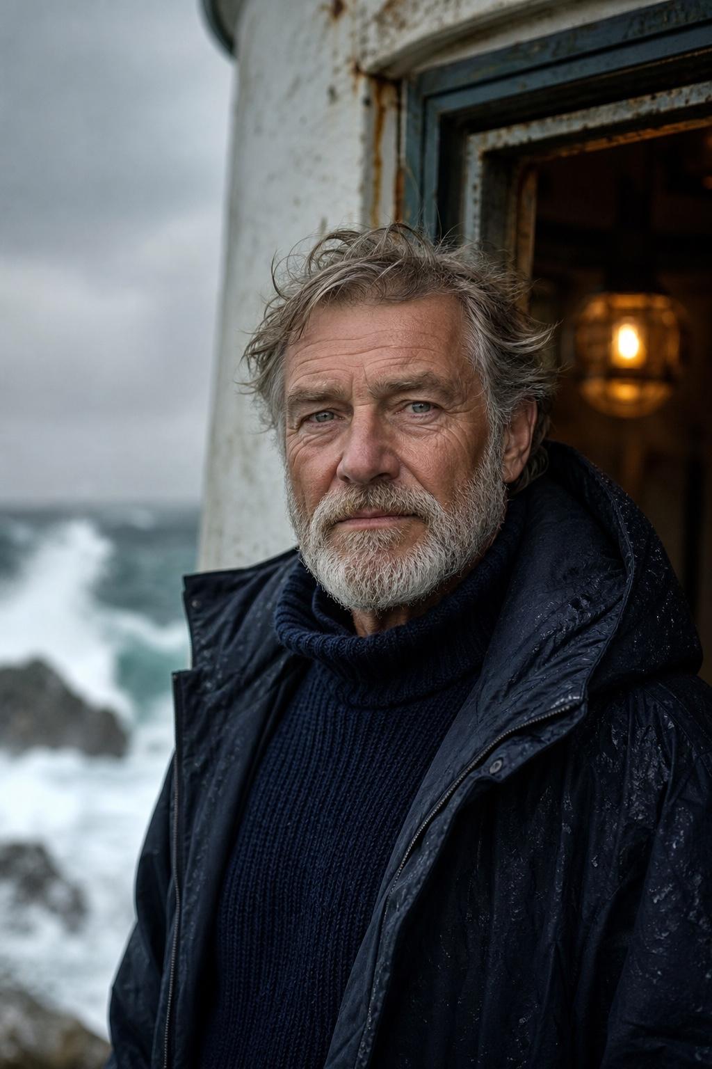 Winter Lighthouse Keeper Portrait Prompt
