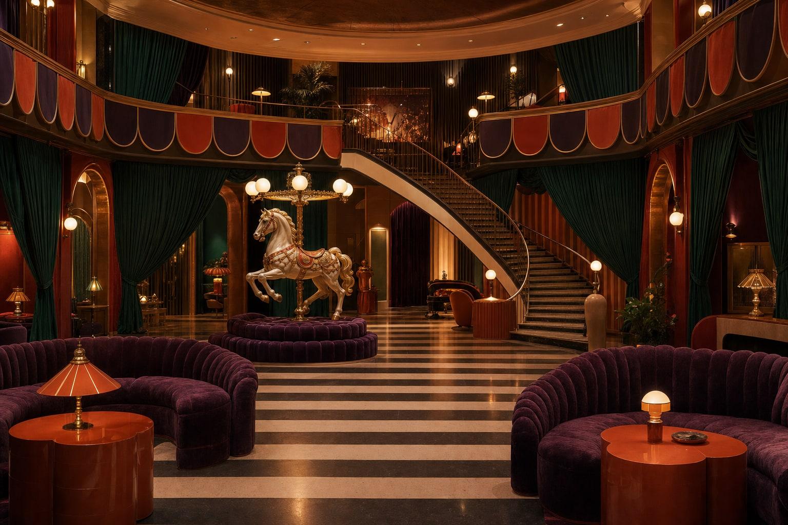 Retro Circus Boutique Hotel Lobby Scene Prompt