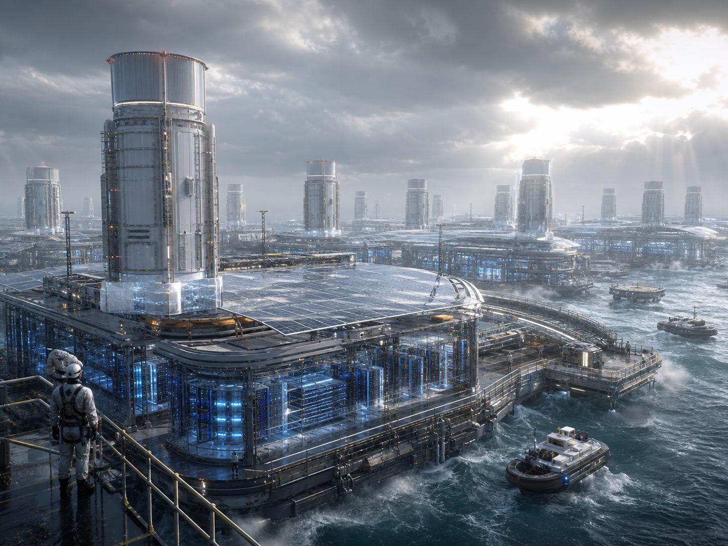 Floating Ocean Data Center Sci Fi Prompt