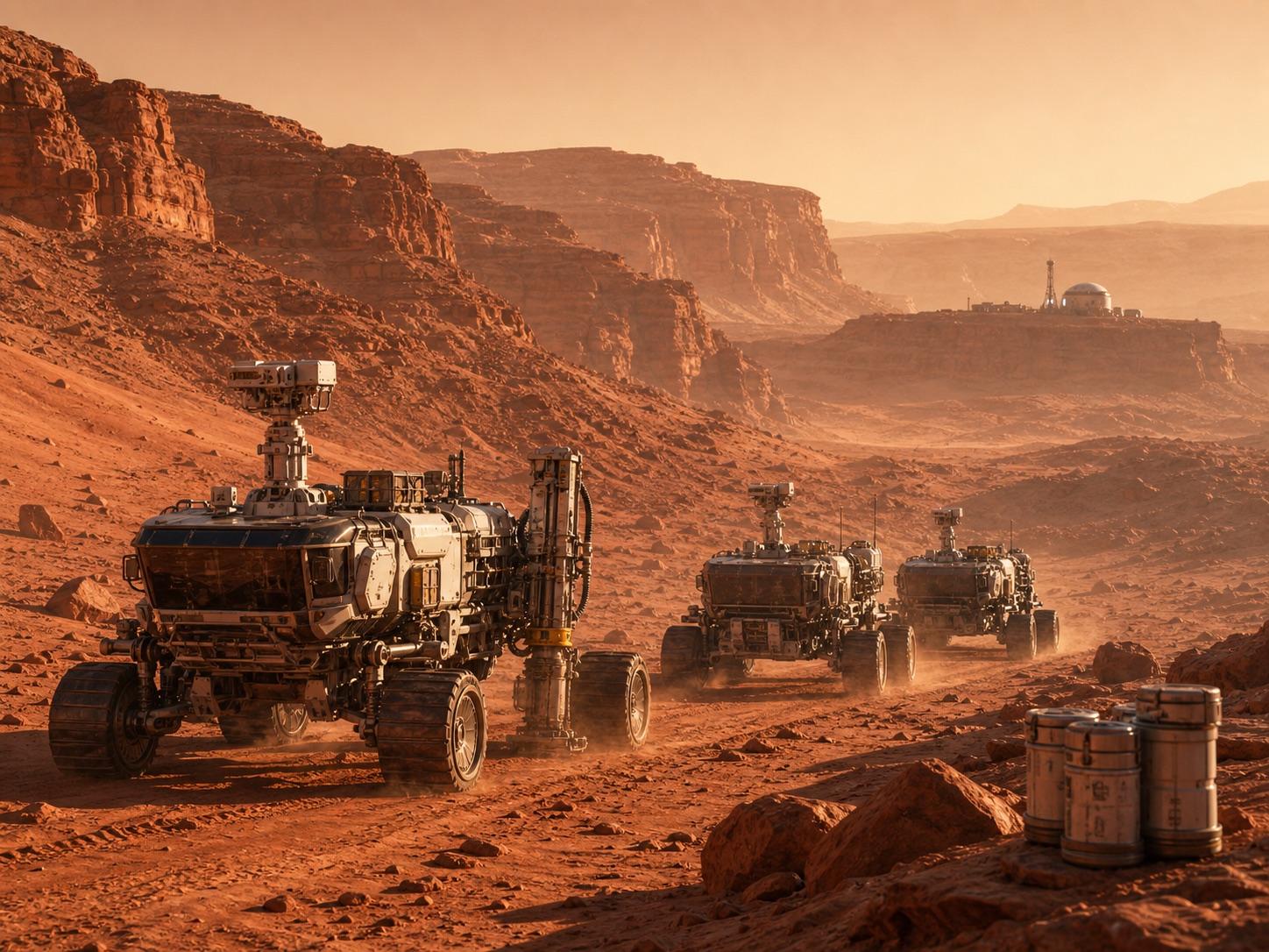 Mars geology rover convoy sci-fi prompt