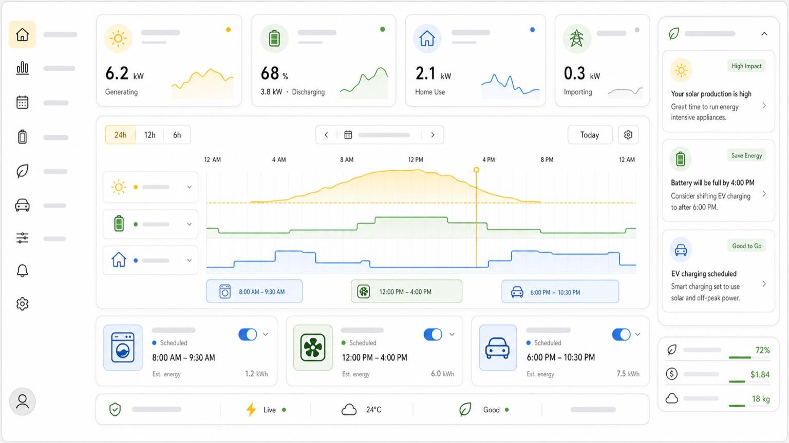 Home Energy Scheduling Dashboard UI Prompt