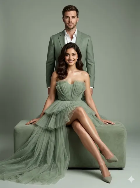 Haute couture couple fashion editorial prompt