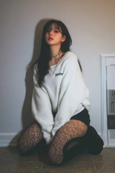 White sweater tights Instagram portrait prompt