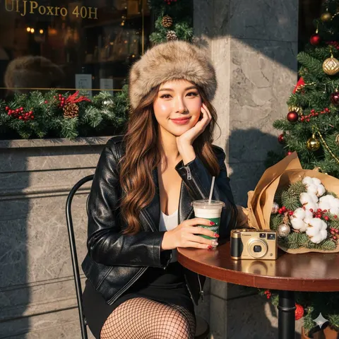 Christmas café flash portrait prompt