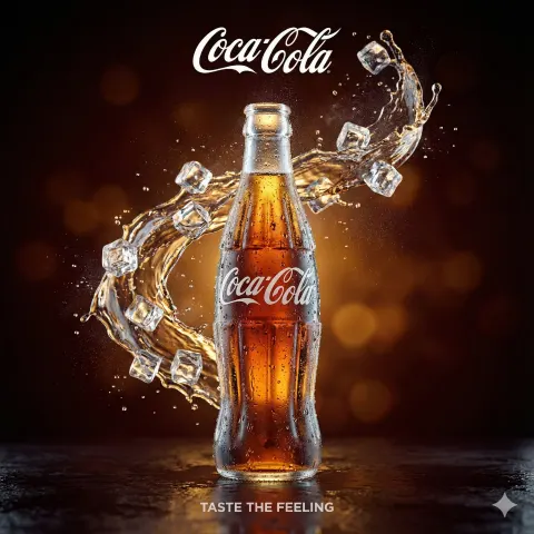 Coca-Cola glass bottle cold splash prompt