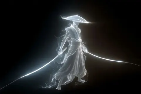 Ethereal light samurai with twin swords prompt