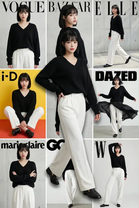 3x3 magazine editorial fashion poster prompt