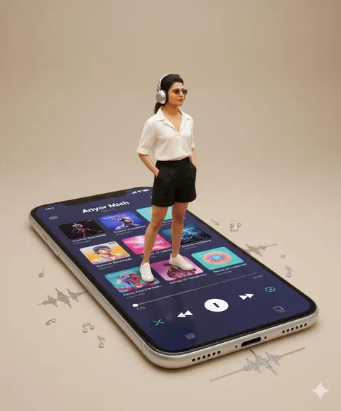 Mini figure on smartphone poster prompt