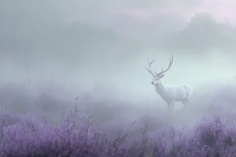 Misty white deer dreamscape prompt