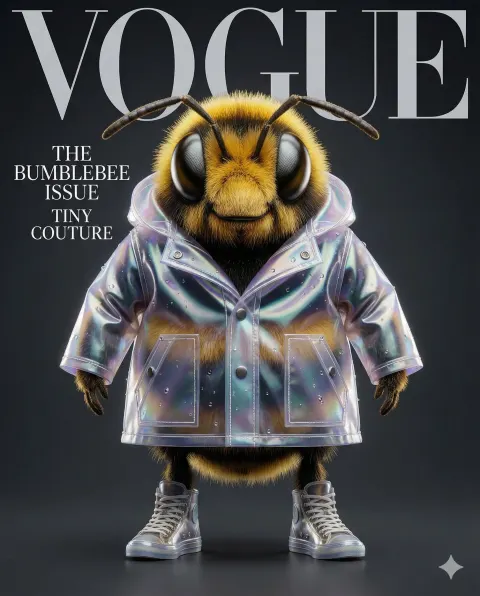 Macro creature fashion cover prompt