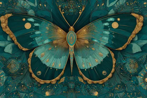 Symmetric spectral illusion butterfly prompt