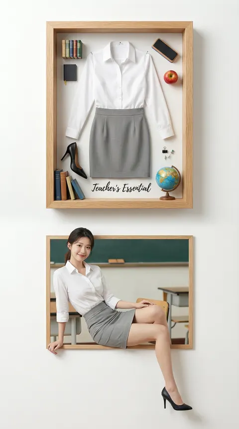 Split-screen specimen box and naked-eye 3D fashion ad prompt