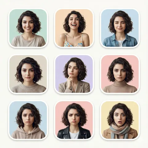 3×3 expression portrait grid prompt