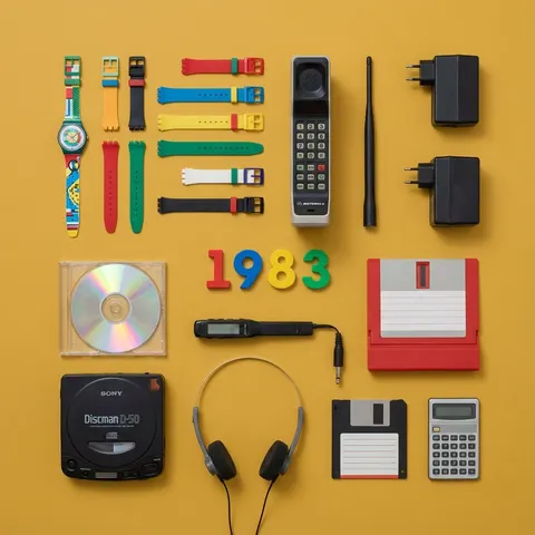 1983 invention knolling flat lay prompt