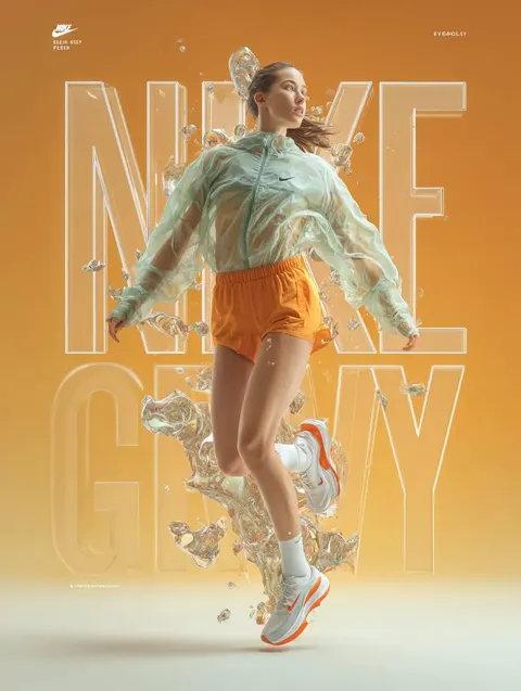 Futuristic neon Nike fashion ad prompt