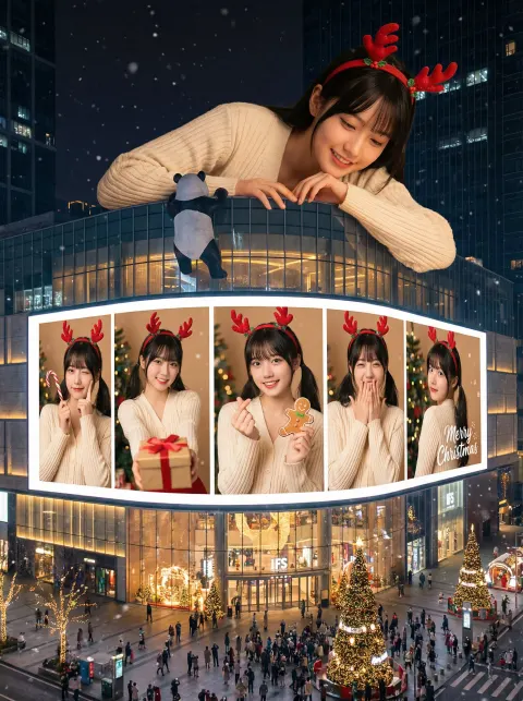 Christmas gift box inception collage prompt