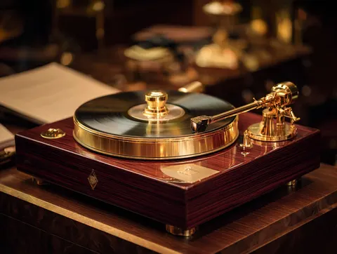 Golden luxury turntable prompt