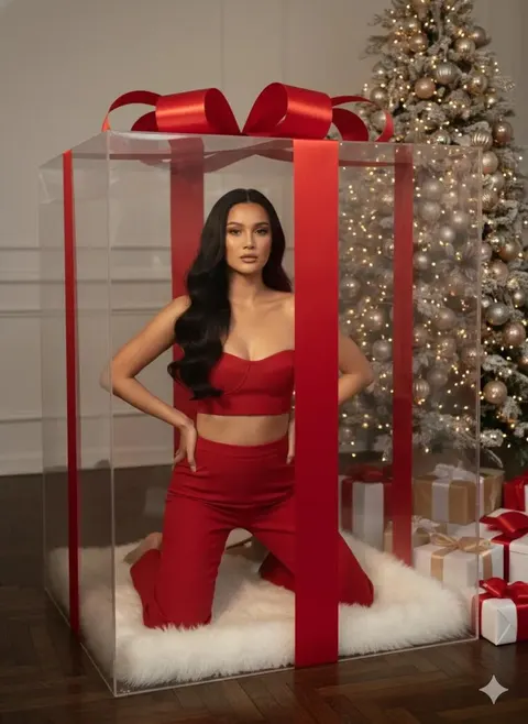 Luxury holiday gift box fashion editorial prompt