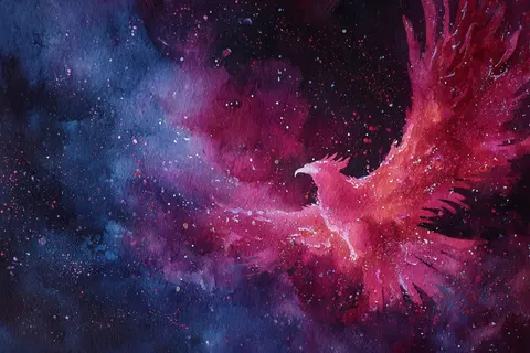 Galactic watercolor phoenix prompt
