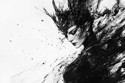 Black-and-white erased-highlights queen prompt