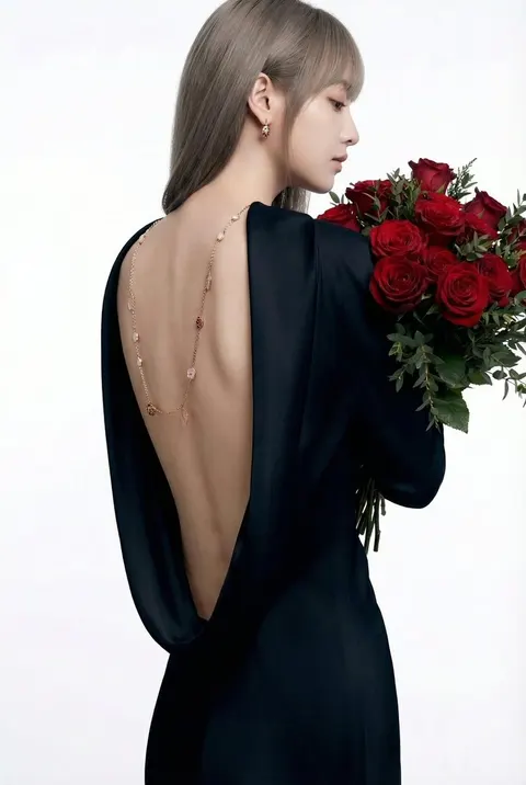 Luxury editorial backless gown portrait prompt