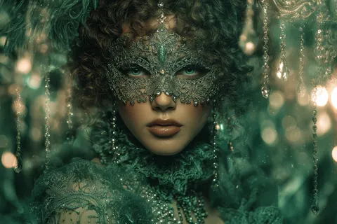 Emerald Victorian masquerade lady painting prompt