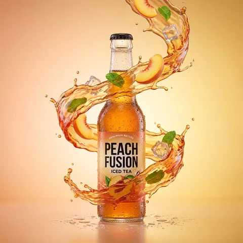 Liquid splash hero product photography prompt