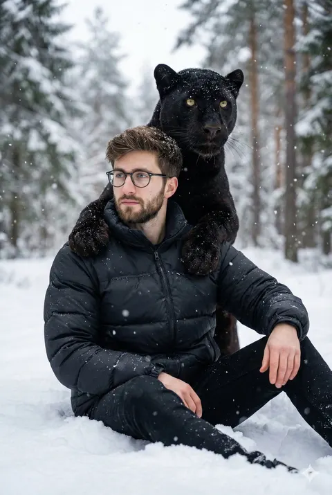 Snow forest panther portrait prompt