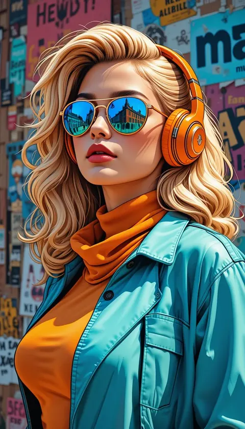 Teal and orange street fashion prompt