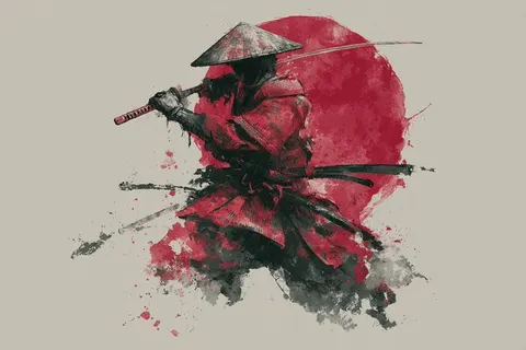 Watercolor woodblock samurai prompt