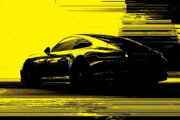 Corrupted signal sports car silhouette prompt