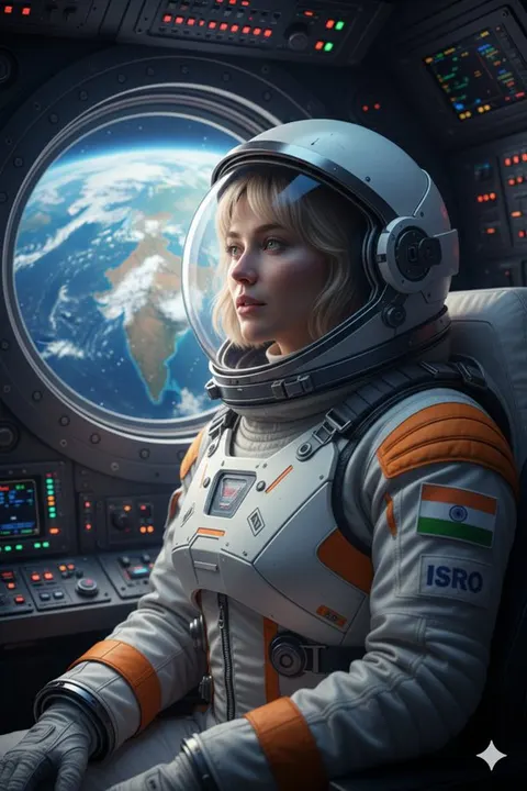 ISRO astronaut window Earth portrait prompt