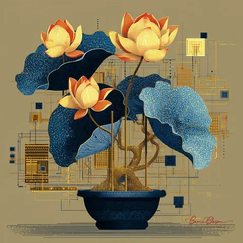 Abstract lotus vector illustration prompt