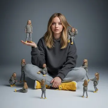 Surreal miniature clones portrait prompt