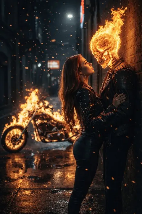 Night alley urban fantasy cinematic prompt