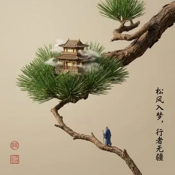 Miniature leaf landscape surreal scene prompt