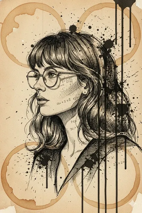 Trash polka ink portrait sketch prompt
