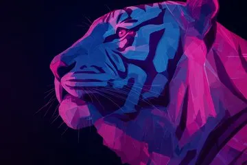 霓虹几何猛虎提示词