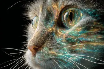 Spectral diffraction cat portrait prompt