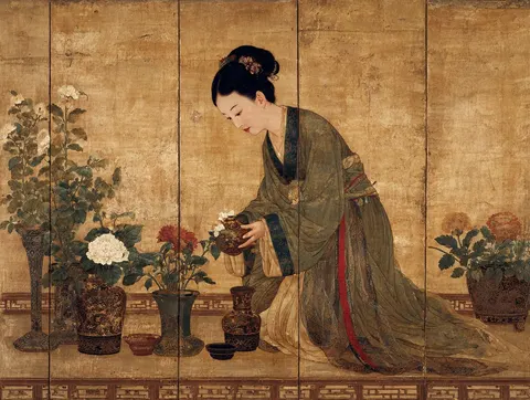 Court lady gongbi portrait prompt