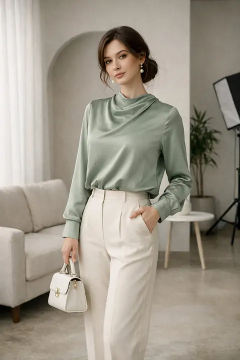 Elegant minimalist fashion portrait prompt
