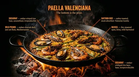 Ember-lit paella prompt