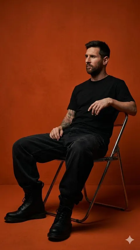 Dark orange studio male portrait prompt